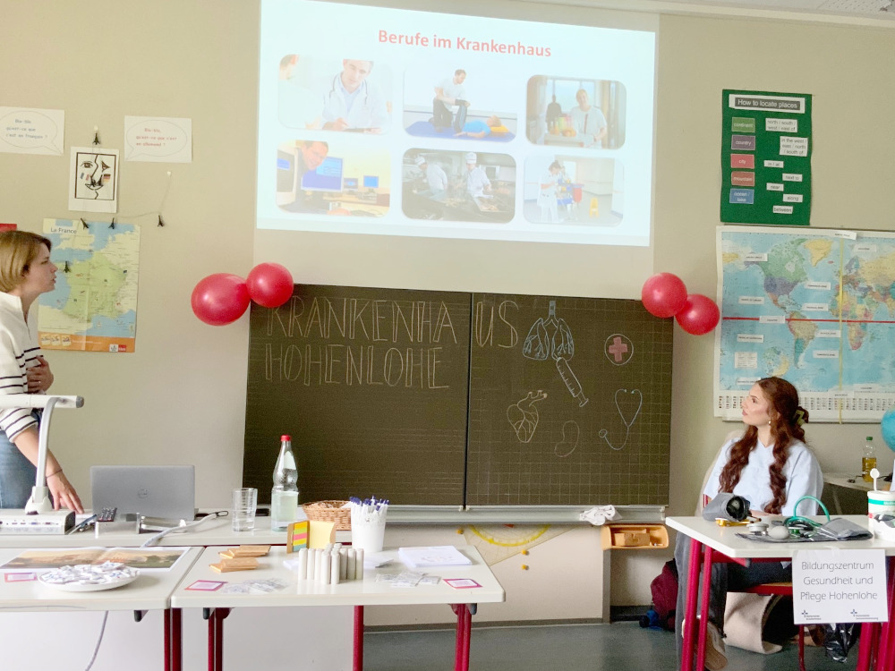 Berufsinfotag an der Realschule Öhringen. Foto aus dem Workshop des Krankenhauses Hohenlohe.